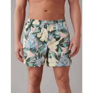 3/$20 American Eagle Men's Hawaiian Print Flex 5" Swim Shorts Trunks Sz Small S